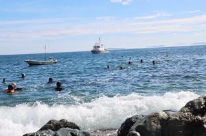 通小学校海の子遠泳大会が通地区大越の浜で行われた