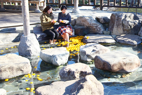 ここは音信川河川公園の足湯