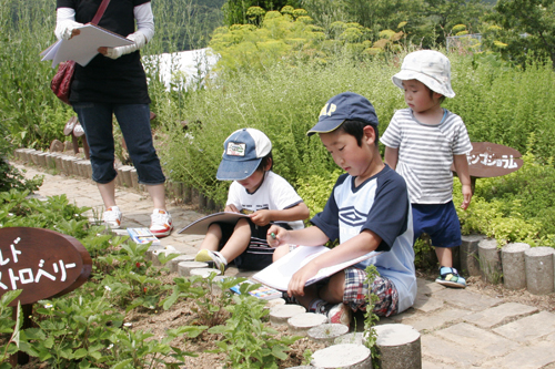 熱心にスケッチする子どもたち