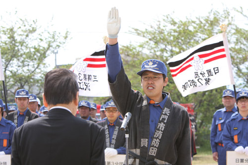 選手宣誓は深川北第３部隊の荒川選手