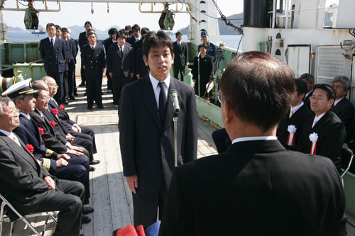 生徒代表中村君による感謝の言葉