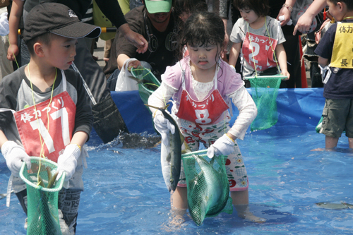 魚つかみ取り