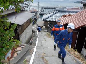 ホース延長の様子