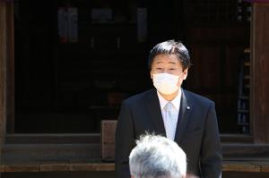 長門湯本温泉の発展を祈念して市長からあいさつ