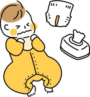 赤ちゃんとおむつのイラスト