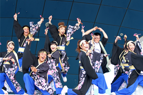 県内から8団体のよさこいチームが息の合った踊りを披露