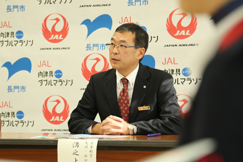 日本航空株式会社九州地区支配人の溝之上正充さんは「地域のさらなる知名度アップを」と話した