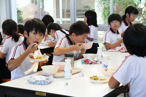 伝統野菜「白オクラ」が市内全小中学校の給食として提供された