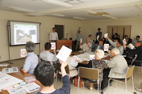 温泉街の目指す方向性について、○×で意見を集約
