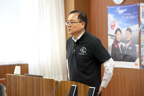宮崎純孝会長は「みなさんには長門市の顔としておもてなしの心をうまく相手に伝えてもらいたい。」とあいさつ