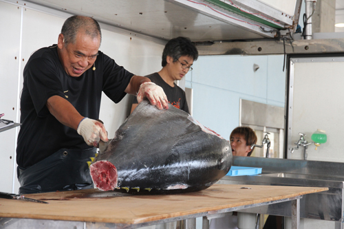 約60キロのマグロの解体を実演