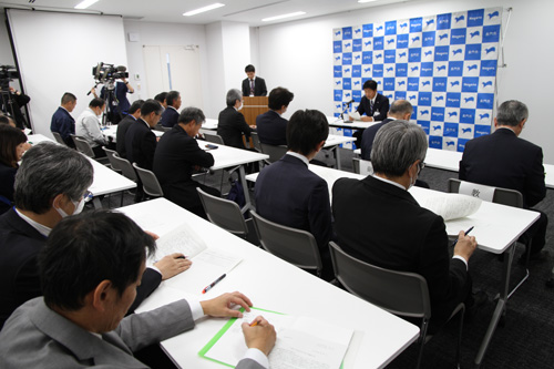 本庁舎で令和２年度長門市予算編成方針説明会が行われた