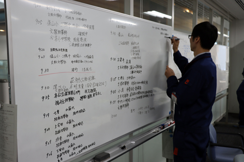 刻々と変わる状況をボードに書き出す