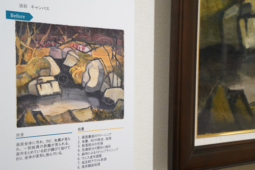 修復箇所を説明するパネル