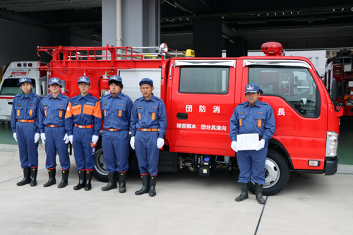 向津具分団本郷部隊に小型動力ポンプ積載車を配備