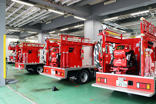 配備された３台の小型動力ポンプ付積載車