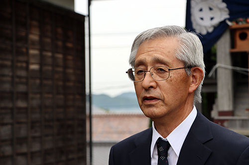 清風祭への思いを語る村田清風顕彰会の福江会長