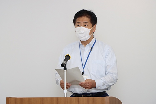 プロジェクトチームの発足に伴い、江原市長がキックオフ宣言