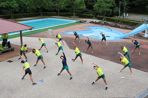 俵山七重川河川プールで行われたメディア向け公開練習の第２回目