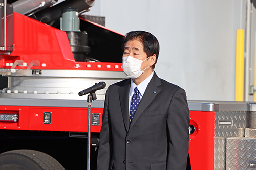 「市民の命と生活を守るために活用してほしい」と話す江原市長