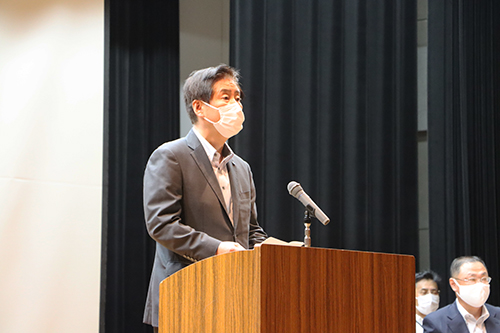 江原市長が「犯罪を出さない、出させない地域づくりを実現したい」とあいさつ