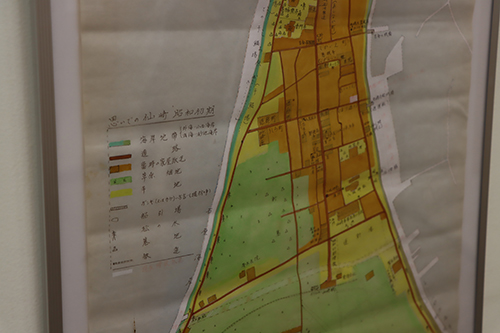 昭和初期の仙崎のようすがわかる地図の展示も