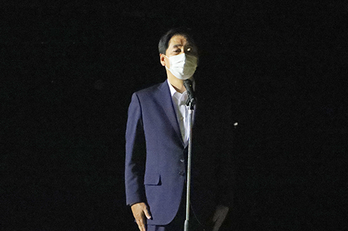 江原市長が「本番では練習の成果を発揮してください」と激励