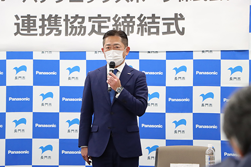 パナソニックスポーツ株式会社の代表取締役社長執行役員CEO 久保田 剛さん「この協定は始まりと思っている。スポーツを中心に観光も盛り上げられるような取組をしたい。」