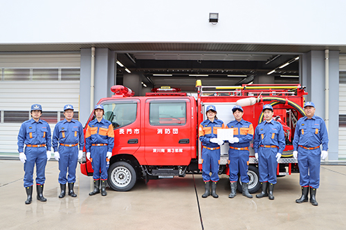 深川南分団第3部隊に小型動力ポンプ積載車が配備された