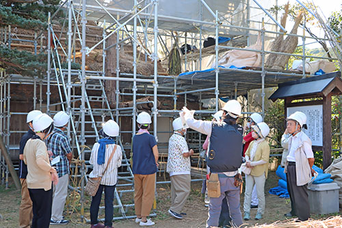 約30年ぶりとなる葺き替え工事を見学