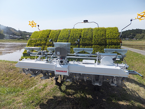 実証に使われた田植機「ヤンマー：乗用田植機YR８DAVD（８条植え、可変施肥付きタイプ）」