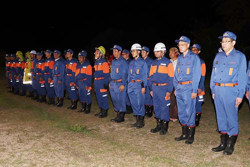 油谷分団蔵小田部隊と通分団通部隊が出場する