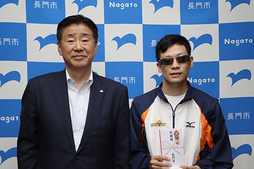 第23回全国障害者スポーツ大会に出場される上永達也さんを激励しました