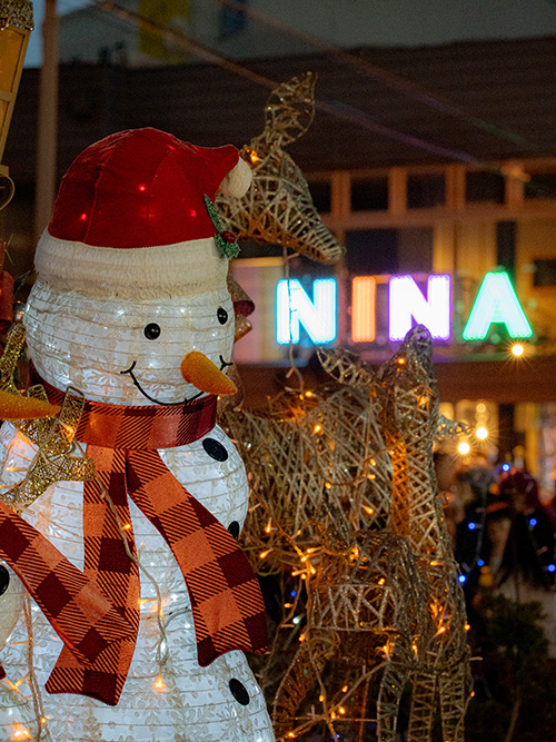 イルミネーションにより幻想的な世界に変わった湊中央区ポケットパーク