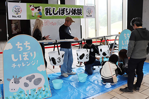 畜産体験ブース「乳しぼり体験」
