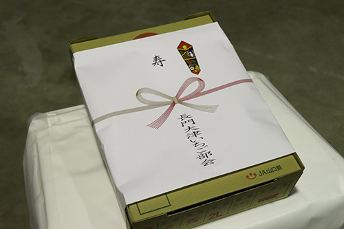 4パック入りイチゴから初セリが行われた