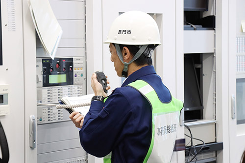 全館一斉放送で訓練がスタート