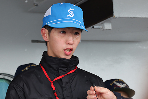 実習生を代表してあいさつをする田中龍星さん