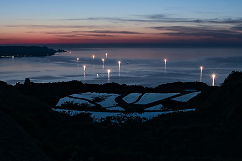 東後畑の棚田の様子（夜景）