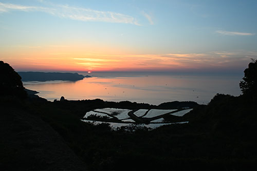 東後畑の棚田の様子（夕景）