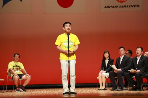 大会会長の江原市長あいさつ